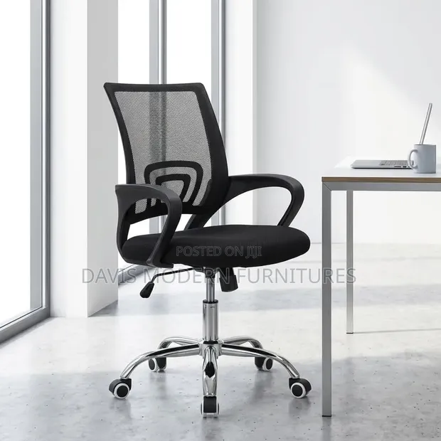 Mid-Back Ergonomic Mesh Office Chair - Black - 1