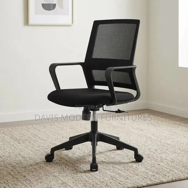 Ergonomic Mid-Back Office Chair - Black - 1