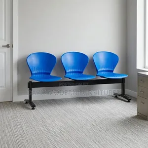 3-Seater Blue Plastic Waiting Bench