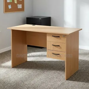Office Desk with 3 Drawers - Beech Wood Finish