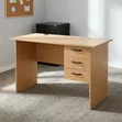 Office Desk with 3 Drawers - Beech Wood Finish - 1