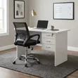 Modern White Office Desk with 3 Lockable Drawers - 2