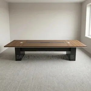 10-Seater Modern Boardroom Conference Table - Walnut Brown