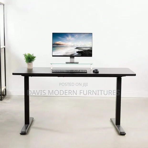 Electric Height-Adjustable Standing Desk - Black - 1