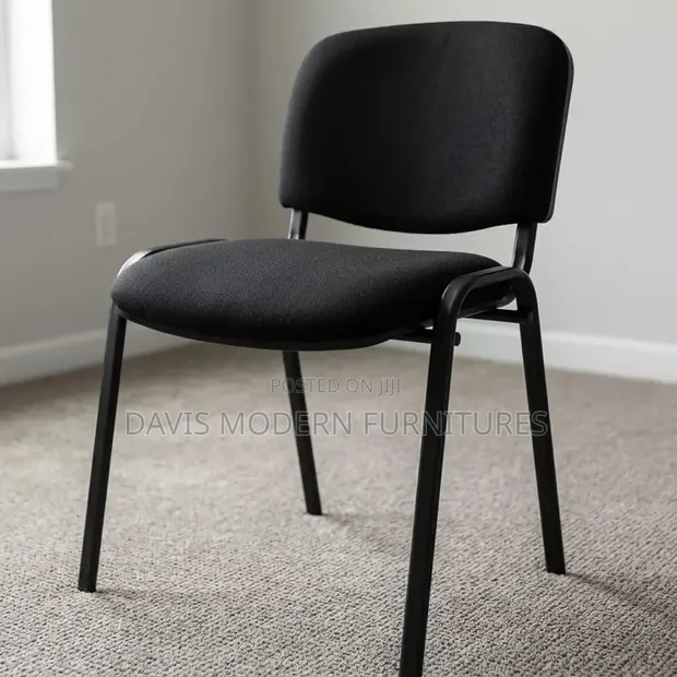 Black Fabric Stackable Office Visitor Chairs - 1