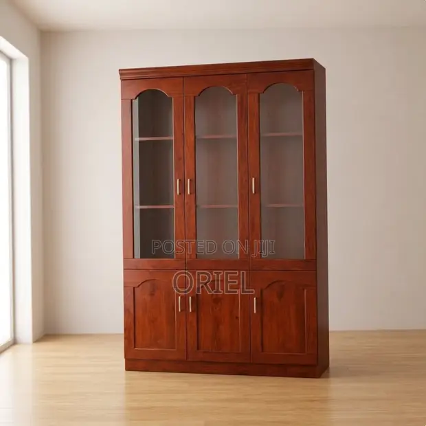3-Door Mahogany Storage Cabinet - 1