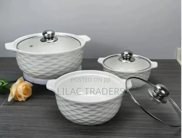 Set of 3 White Soup Pots JMC - 1