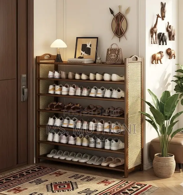 6-Layer Mudroom Utility Stand - Brown - 1