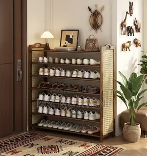 6-Layer Mudroom Utility Stand - Brown