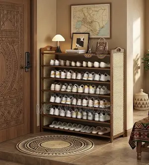 Smart Breathable Entryway Storage - 6 Layer Shoe Rack (Brown)