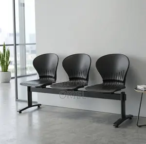 3-Seater Reception Waiting Bench - Metal Frame Office Plastic Bench