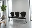 3-Seater Reception Waiting Bench - Metal Frame Office Plastic Bench - 3