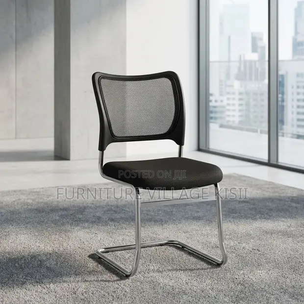 Black Mesh Waiting Office Chair - 1