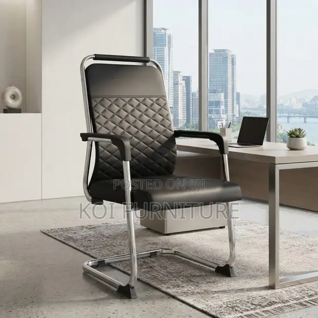 Diamond Stitch Visitor Chair - Black - 1