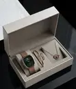 Poedagar Women's Stainless Steel Watch, Bracelet, Necklace & Ring Set - 3