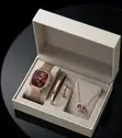 Poedagar Women's Stainless Steel Watch, Bracelet, Necklace & Ring Set - 5