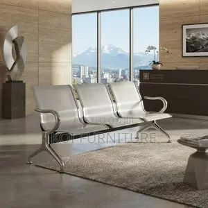 Three Seater Non-Upholstered Metal Office Bench