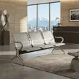 Three Seater Non-Upholstered Metal Office Bench - 1