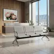 Three Seater Non-Upholstered Metal Office Bench - 2