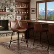Victone Leather Home Counter Barstool - Brown - 1