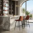 Victone Leather Home Counter Barstool - Brown - 2