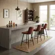 Victone Leather Home Counter Barstool - Brown - 3