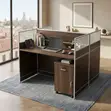 Two-User Modern Square Brown Office Workstation - 1