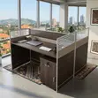 Two-User Modern Square Brown Office Workstation - 2