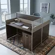 Two-User Modern Square Brown Office Workstation - 3