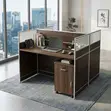 Two-User Modern Square Brown Office Workstation - 4