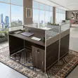Two-User Modern Square Brown Office Workstation - 5