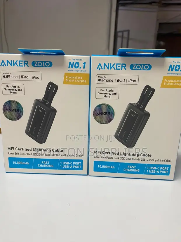 Anker Zolo Power Bank 10000mAh na Kebo za USB-C & Lightning Zilizojengewa Ndani - 1