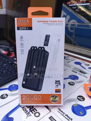 20,000mAh Power Bank with Built-in Cables