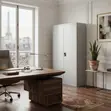 Grey Office Document Cabinet with Two Lockable Doors - 4