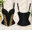 Women's Black Floral Corset Top - 1