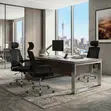 Modern Office Chair with Headrest - Black Fabric - 5
