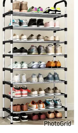 8 Layer Shoe Rack - Black, Easy Assembly