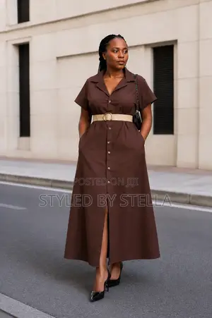 Chic Beige Linen Maxi Shirt Dress