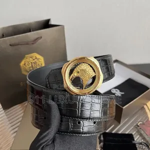 Stefano Ricci Black Crocodile-Pattern Belt