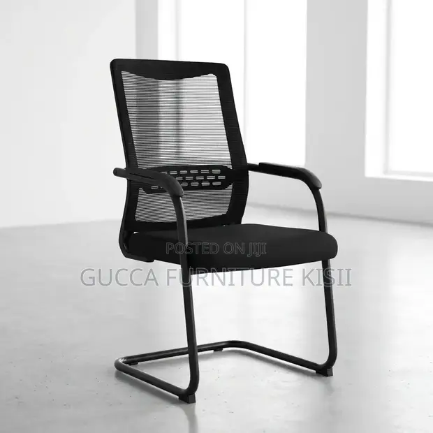 Office Mesh Cantilever Conference Chair - Black - 1