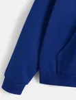 Casual Royal Blue Oversized Zip-Up Hoodie - 4