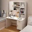 Elegant Study Desk with Open Shelves - Gray Wood - 2