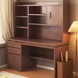 Elegant Study Desk with Open Shelves - Gray Wood - 3