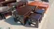 Mahogany Coffee Tables with Stools (Set of 4) - 1