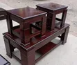 Mahogany Coffee Tables with Stools (Set of 4) - 2