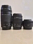 Canon Lenses: 18-55mm, 75-300mm, 50mm f/1.8 - 1