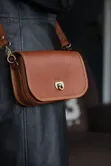 Genuine Leather Shoulder Bag - Chestnut - 2