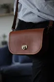 Genuine Leather Shoulder Bag - Chestnut - 5