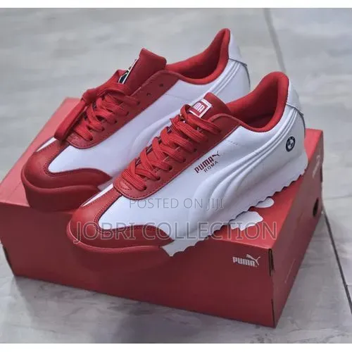 Puma Roma Red and White Leather Sneakers - 1