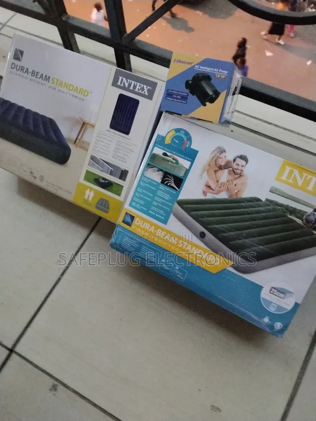 Intex 4x6 Air Mattress with Free Lebecom Electric Pump - 1